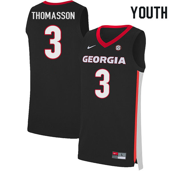 Youth #3 Noah Thomasson Georgia Bulldogs College Basketball Jerseys Stitched Sale-Black